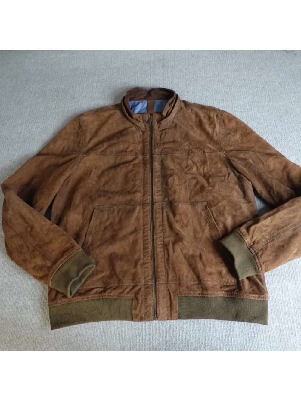 Wilsons Leather Mens Jacket XL Brown Suede Bomber Hooded